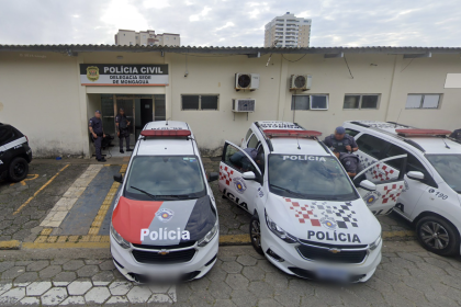 Imagem da fachada da delegacia de polícia de Mongaguá