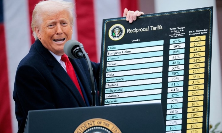 O presidente dos EUA, Donald Trump em anúncio do tarifaço