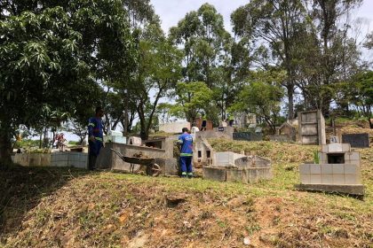 Imagem de sepulturas e jazigos no cemitério municipal Nossa Senhora da Ressurreição em Francisco Morato